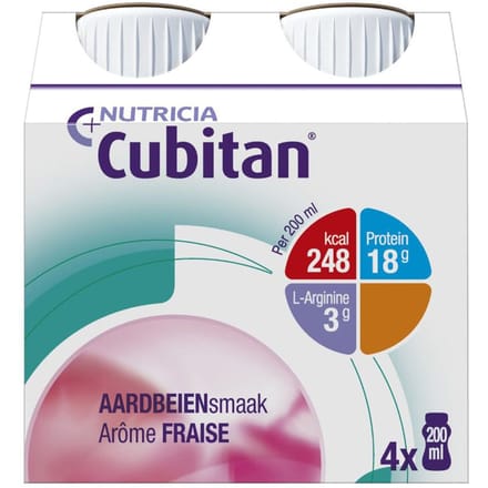 Cubitan Aardbeismaak 4x200 Vloeistof