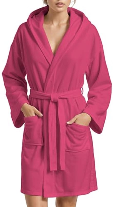 Microvezel Badjas voor Heren en Dames - Unisex, Fuchsia, Maat S