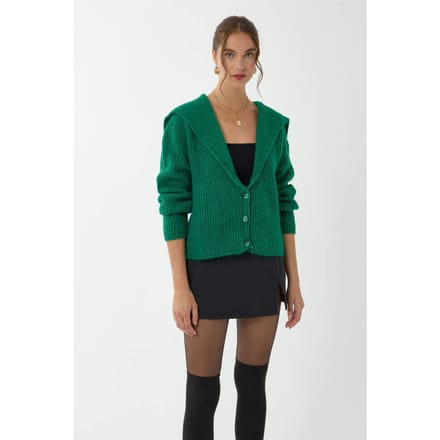 Ontspannen Pasvorm Geknoopte Brei Cardigan