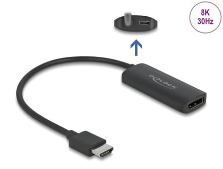 Delock 64213 HDMI / USB-micro-B / DisplayPort Adapter [1x HDMI-stekker - 1x DisplayPort bus, Micro-USB] Zwart 0.18 m