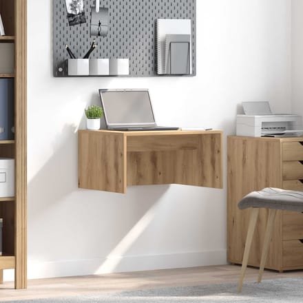 vidaXL - Aan - de - muur - bevestigd - bureau - Artisan - Eiken - Bewerkt - hout