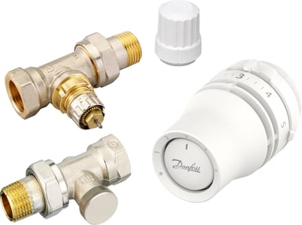 Danfoss thermostaatkraan set RA met voetventiel en thermostaatknop