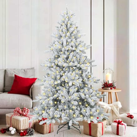 vidaXL - Kunstmatige - Hinged - Kerstboom - Wit - 180 - cm - PVC - en - Staal