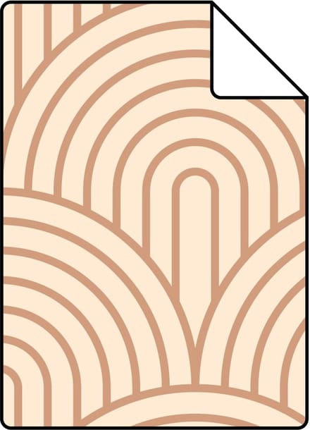 Proefstaal ESTAhome behang art deco bogen bruin en beige - 26.5 x 21 cm - 131767-S