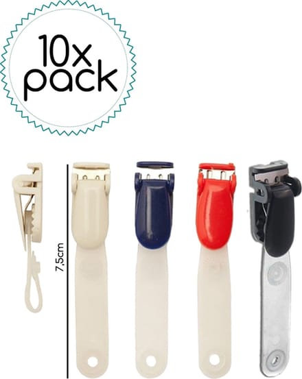 10x Pack Bretelclip Wit - Badge Clip - Bevestigingstrip - Bretel Clip Los