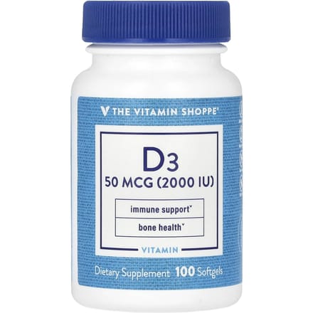 The Vitamin Shoppe, Vitamine D3, 50mcg (2000 IE), 100 zachte capsules