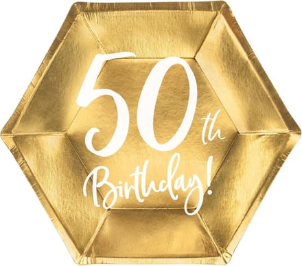 Borden 50th birthday goud (6 stuks)