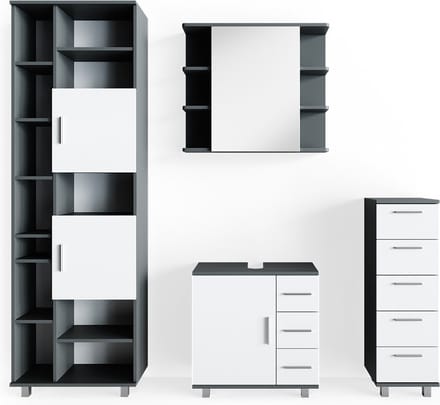 Vicco Badkamermeubel set Ilias, Antraciet, 4-delig
