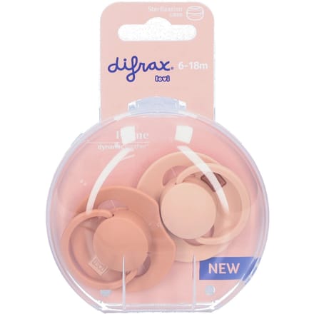 Difrax LOVI Fopspeen Dynamisch - Prime - 6 tot 18 Maanden - Beige & Bruin - 2 Stuks
