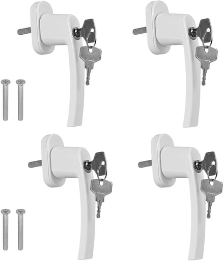 Unyqoos® Set van vier afsluitbare raamgrepen met kinderbeveiliging voor ramen en deuren