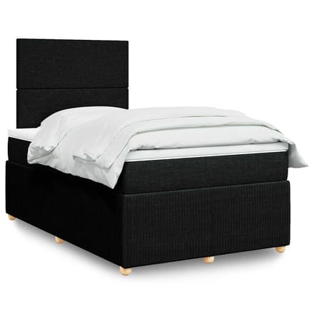 vidaXL - Boxspring - met - matras - stof - zwart - 120x190 - cm