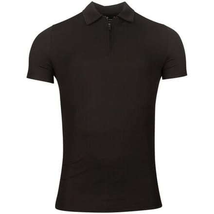 Thomas Maine Polo Short Sleeve Zip Collar Hyperflex Piqué Zwart / male