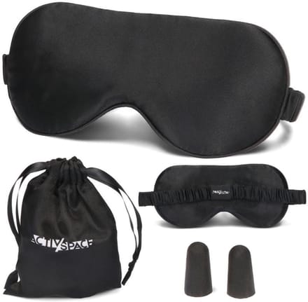 Activ Space - Zijde Slaapmasker - Zwart - Comfortabel - Met Verstelbare Elastische Band