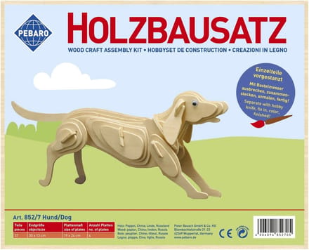 Pebaro houten bouwset hond 3D modelbouwpakket creatief speelgoed.