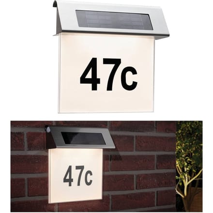 Paulmann 93765 Huisnummerlamp op zonne-energie Energielabel: A (A - G) 0.2 W Warmwit RVS, Wit