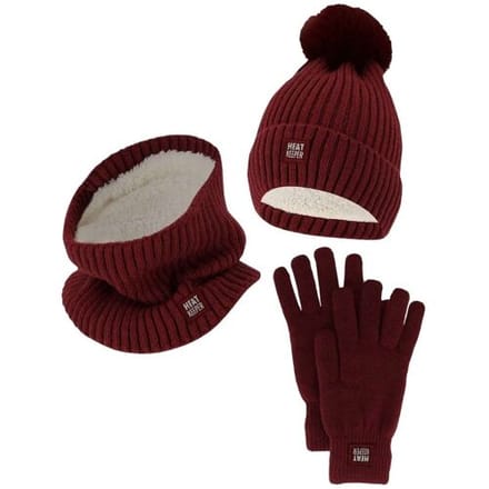 Heatkeeper Dames Winter Thermo Set - Muts + Handschoenen + Nekwarmer - Burgundy - One Size