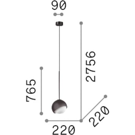 IDEAL LUX hanglamp Bloom, Ø 22 cm, messing, metaal/glas