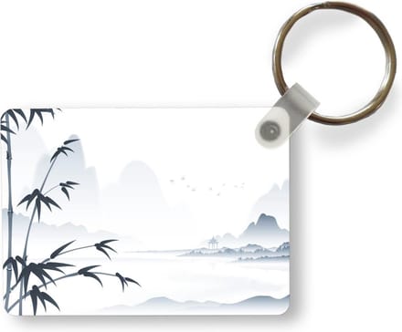 Sleutelhanger - Inktschildering Chinees landschap - Uitdeelcadeautjes - Plastic