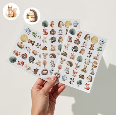 Bosdiertjes Stickers – 3 Stickervellen Herfst - Knutselen Herfst - Stickers Kinderen