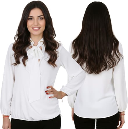 John Zack Elegante ecru blouse met strik