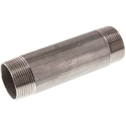 R 1 1/2'' RVS Dubbele Pijpnippel 20 Bar DIN 2982 - 150mm - FL2S-M-ST-112R-150L