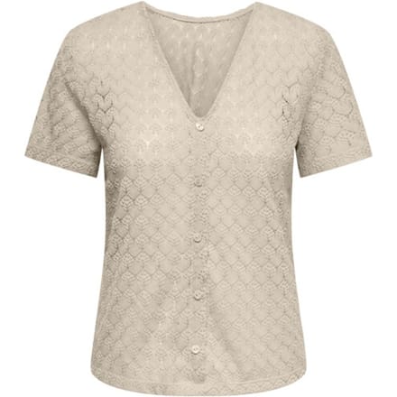 JDY - JDYAVERY LIFE S/S REVERSIBLE TOP JRS - Sandshell - Dames Top - Maat - L