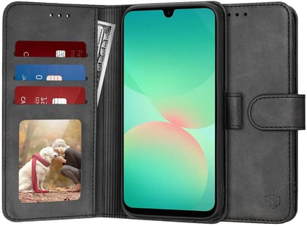 Hoesje geschikt voor Samsung Galaxy A26 - Techsuit Diary Book Wallet Case - Zwart