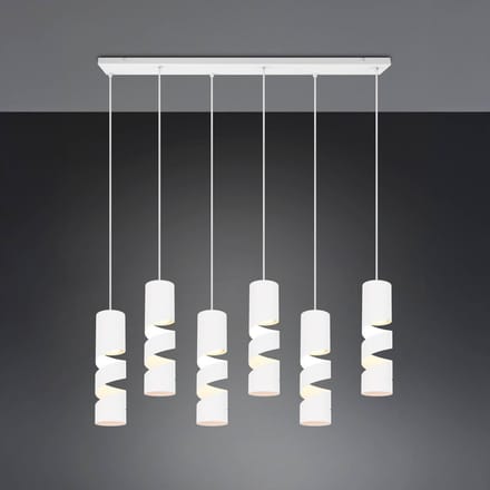 Trio Lighting Stream hanglamp, wit Lengte 100 cm 6-lamps metaal GU10