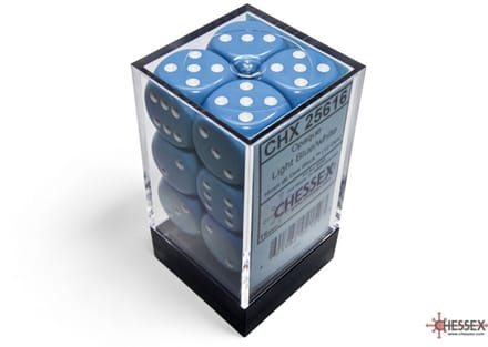 Chessex 12 x D6 Set Opaque 16mm - Light Blue/White