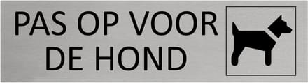 CombiCraft Aluminium deurbordje Pas op voor de hond 165x45mm - per stuk