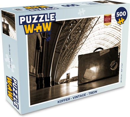 Puzzel Koffer - Vintage - Trein - Legpuzzel - Puzzel 500 stukjes