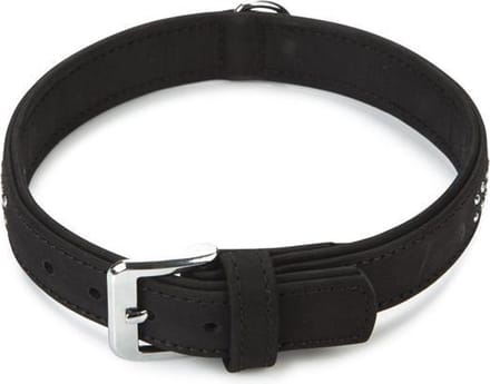 Beeztees Buffalo - Halsband Hond - Leer - Zwart - 43-55 cm