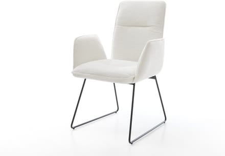 Gestoffeerde-stoel Vinja-Flex slipframe zwart bouclé zacht beige