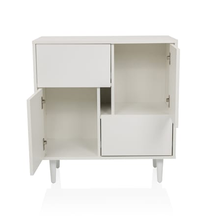 Dressoir/ladekast LYKKJA 76x39,5x76 cm 2 lades 2 deuren wit hjh LIVING