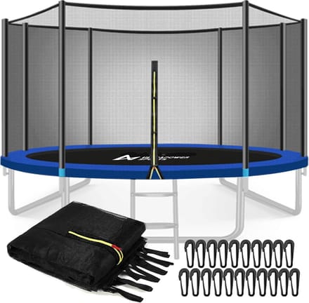 Veiligheidsnet Trampoline Diameter 396/397 cm voor 8 Palen, UV-bestendig Zwart
