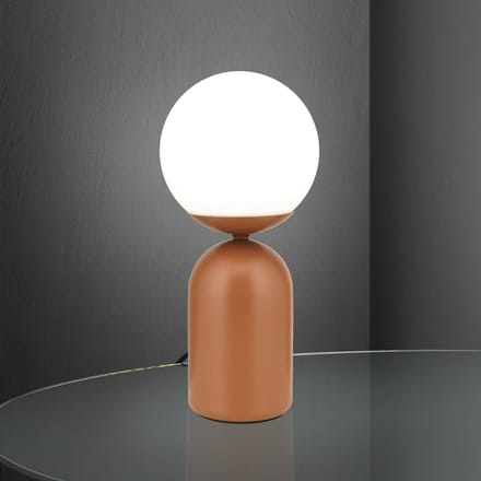 ORION Stanley tafellamp, koraalrood, hoogte 32 cm, keramiek/glas