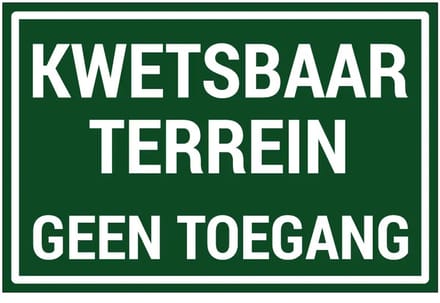 Kwetsbaar terrein geen toegang sticker | 30 x 20 cm