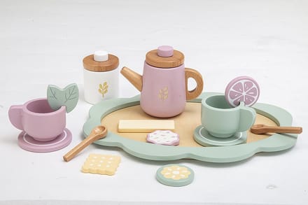 Houten Theeservies Pastel, 17dlg.