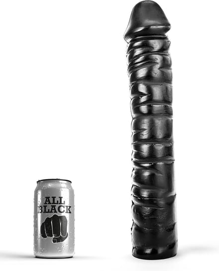 All Black - Extra Grote Zwarte Dildo - 38 cm - Zwart