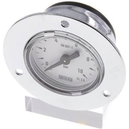 0..10 Bar Paneelmontage Manometer Staal/Messing 40 mm Klasse 2.5 (Voorflens) - MW01040SH-FP