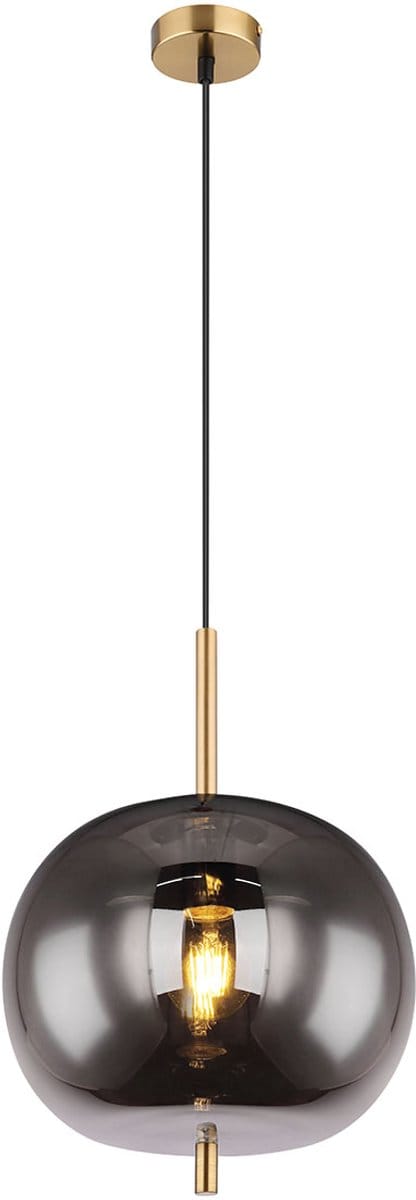 Globo - hanglamp - Blacky I - messing - glas smoke glas - Ø 30cm - E27 - 15345H1MM