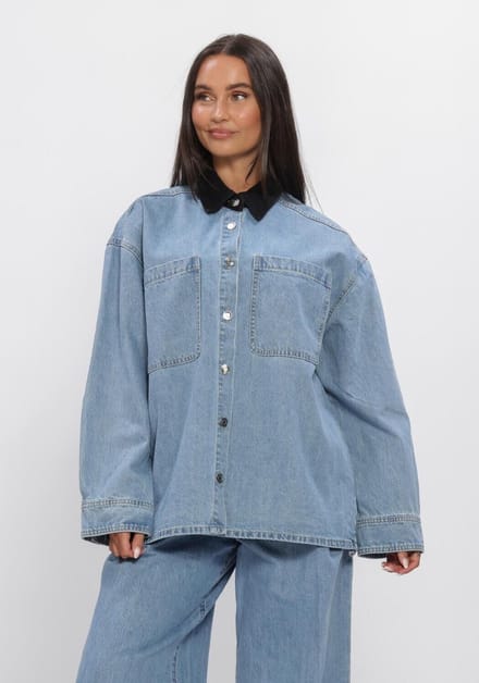 EDITED Amber Shirt Dames - Jurken - Lichtblauw - Maat 36