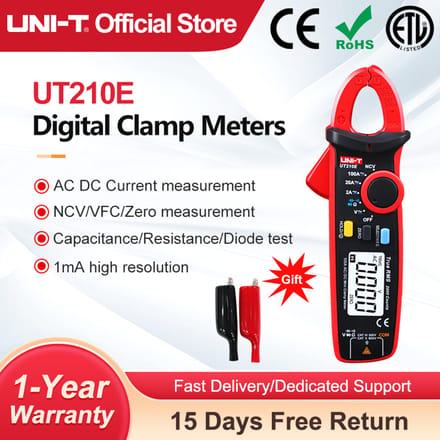 UNI-T Stroomtang Digitale UT210E UT210D Wisselstroom Mini Stroomtang Multimeter True RMS Tang Ampèremeter UT210C Auto Range UT210E
