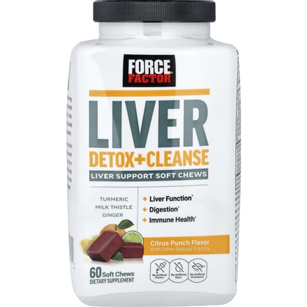 Force Factor, Lever Detox + Reiniging, Citrus Punch, 60 Zachte Kauwsnoepjes