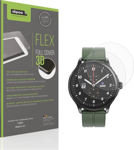 dipos FLEX – 2x Matte Screenprotector geschikt voor HMD Watch X1 | Volledige Schermbescherming | Case-Friendly