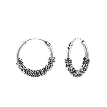 Montebello Oorbellen Bionne - 925 Zilver Geoxideerd - Bali - 1.2x14mm