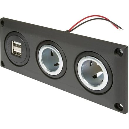 ProCar Einbausteckdose mit USB-A Doppelsteckdose + 2 Powersteckdosen Inbouwdoos met USB-A dubbele stekkerdoos + 2 powercontactdozen Stroombelasting