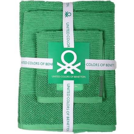 Serviettes de toilette - CASA BENETTON - Lot de 3 pièces - 100% coton - 450 g/m2 - Vert vert