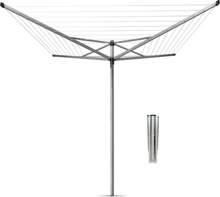Brabantia Topspinner Droogmolen - 40 m - met Metalen Grondanker - Metallic Grey