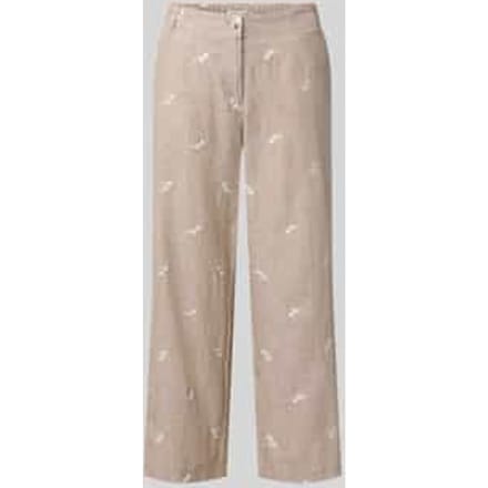 Broek van mix van katoen en linnen met stitchings